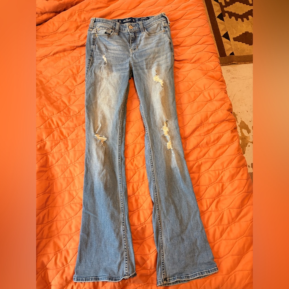 Hollister Light Blue Distressed Flare Jeans